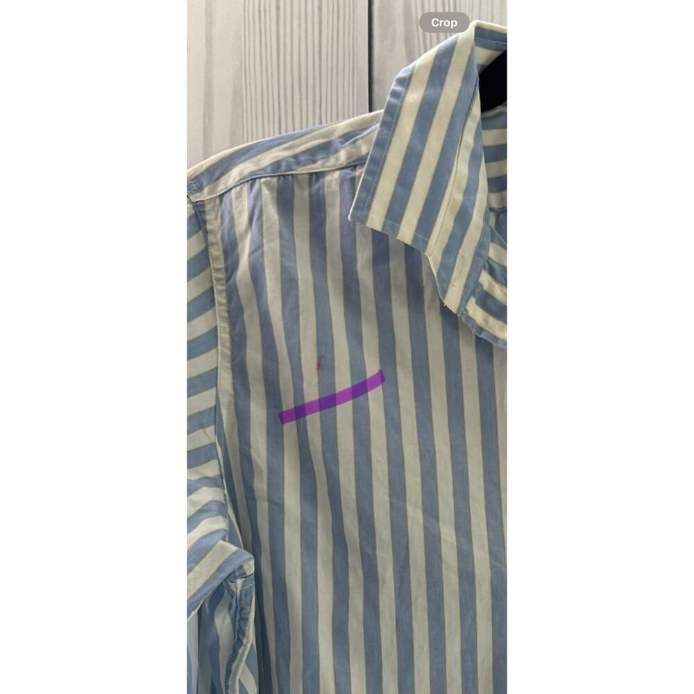Laura Ashley Vintage Blue White Striped Button Up Shirt UK 12 EU 40 (READ) - Picture 8 of 8